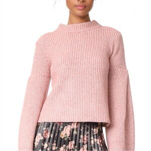 Endless Rose Dusty Pink Ribbed Cropped Cowl Mock-Neck Sweater